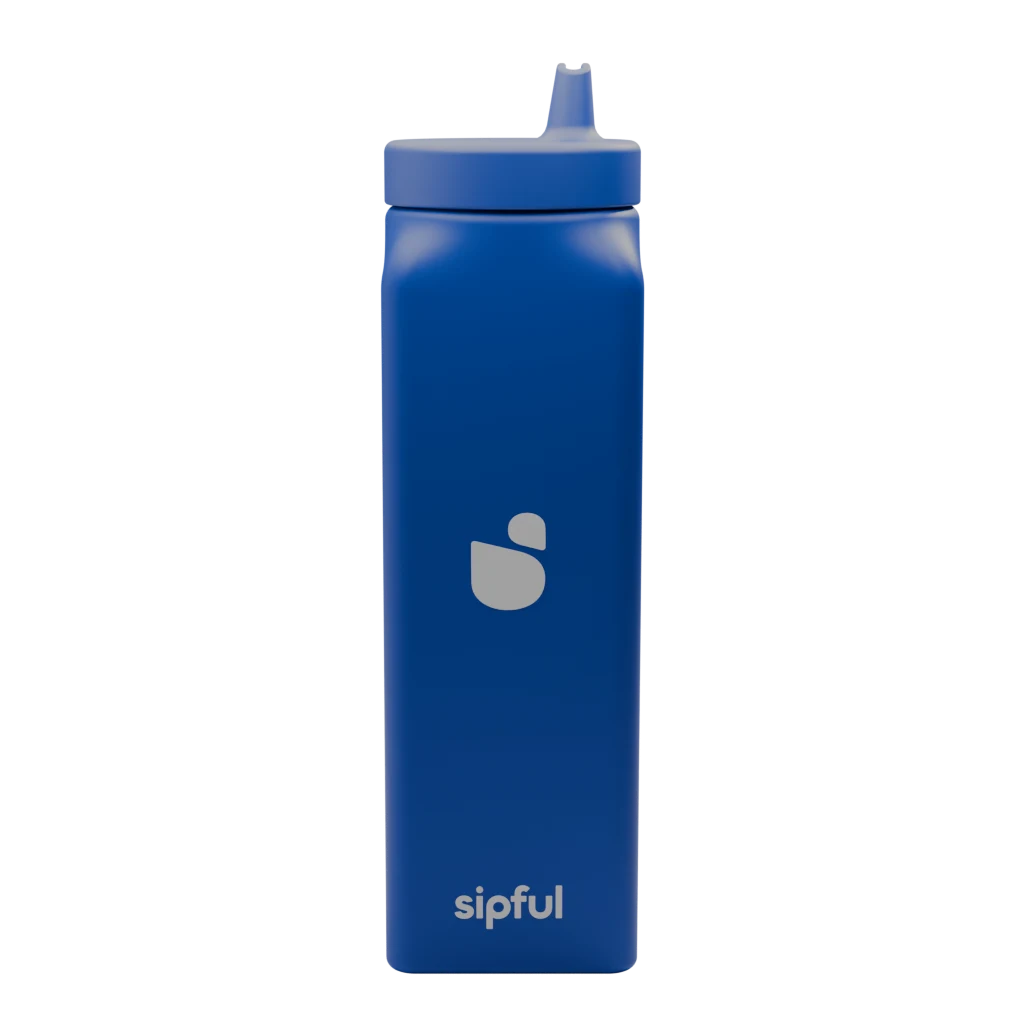 The Sipful bottle: a square-sectioned cup with a flip spout set into the lid.